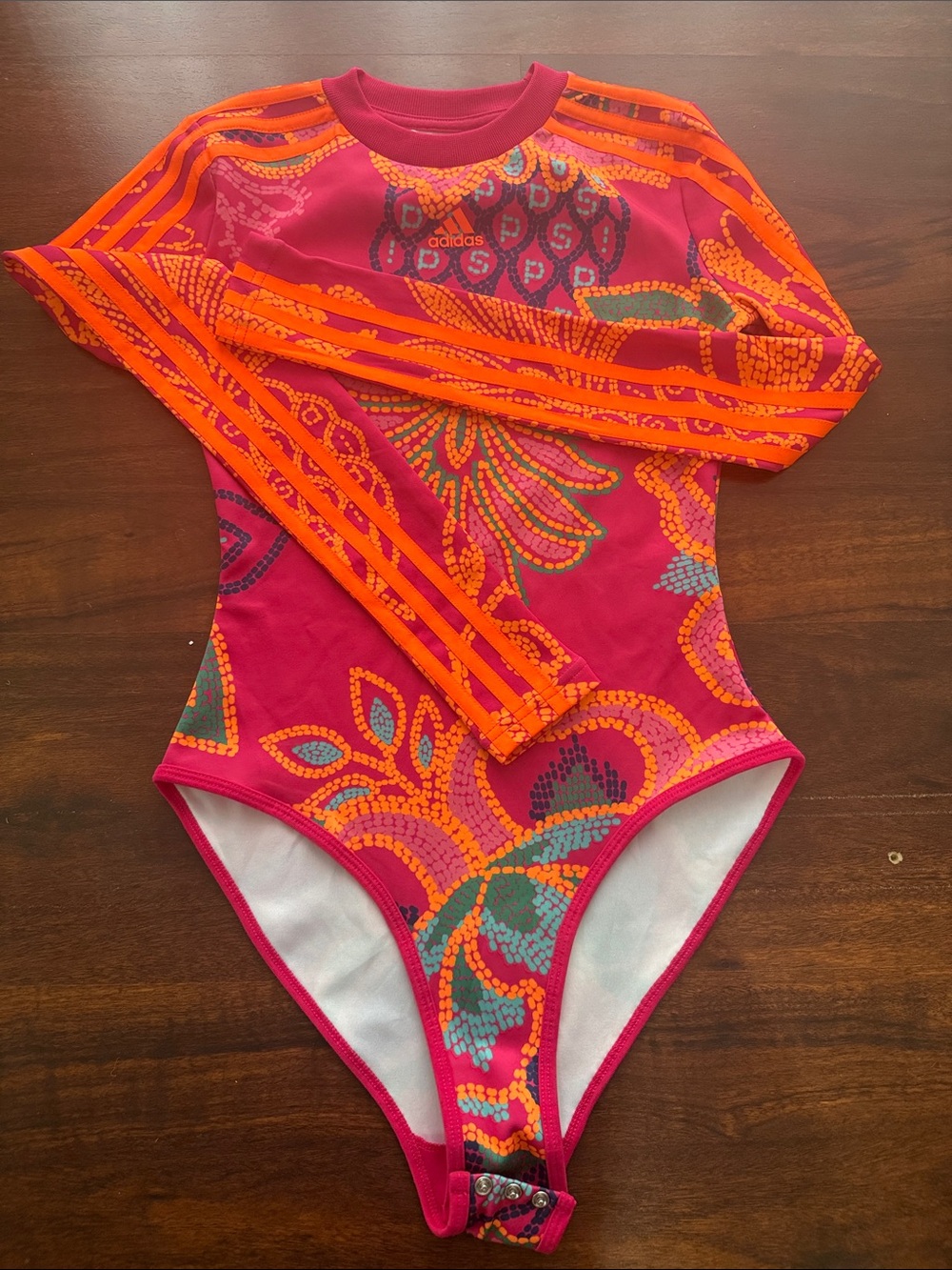 adidas ft Farm Rio Pink & Orange Long-Sleeve bodysuit XS $145